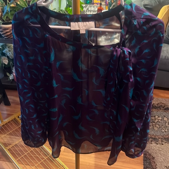 Ann Taylor Loft size medium polyester blouse, purple/teal, vey lightweight, NWOT - Picture 1 of 5